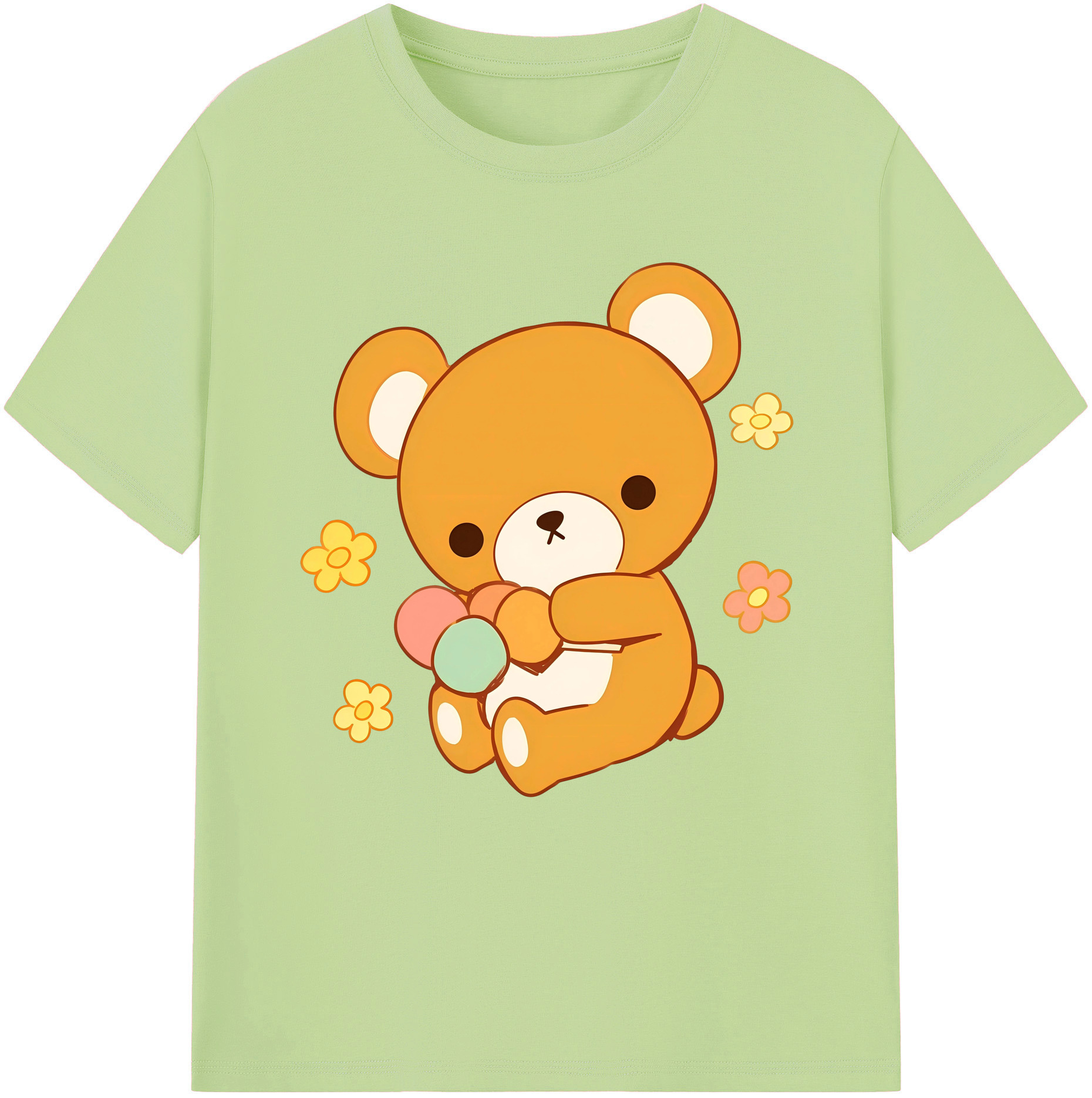 （画像用） リラックマ リラックマ キイロイトリ Rilakkuma Korilakkuma Kiiroitori 綿100％半袖Tシャツ（フロントプリント）